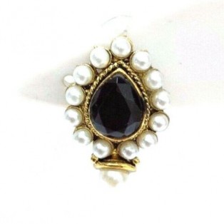 Gold Oxidized Women Earring Stud Jewelry PushBack Classy Gift - Rhinestone Bead 40
